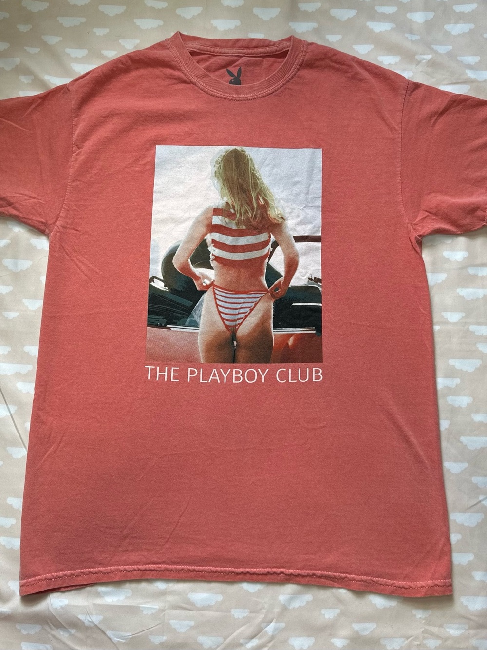 PLAYBOY Coral Graphic Tee with Photo Print